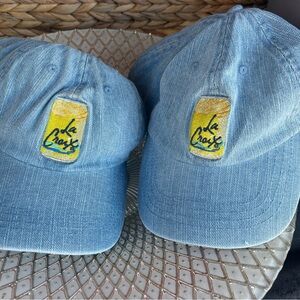 La Croix Denim Baseball Hats Embroidered Patch Dad Cap Set of 2 - New!